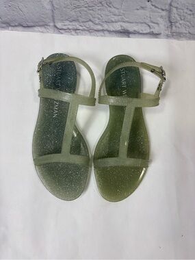 Stuart Weitzman Clear Glitter Jelly Sandals | Wome